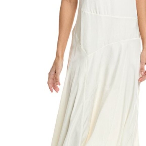 Theory Ivory Asymmetric V Neck long Dress - Picture 5 of 9
